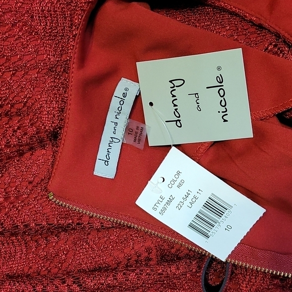 DANNY Nicole Fit and Flare Red Lace Dress - Picture 5 of 17